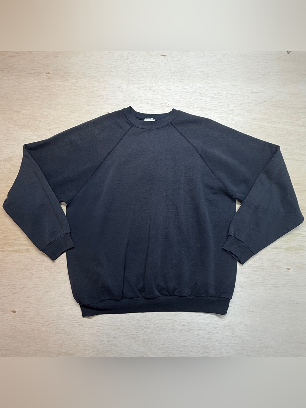 Vintage Tultex Black Blank Sweatshirt XL Made in USA Raglan Faded Pullover blank